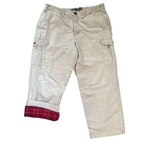 Eddie Bauer Men’s Flannel Lined Relaxed Fit Khaki Cargo Pants Outdoor Work 38x30